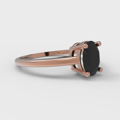 1 cttw Natural Onyx Solitaire  Engagement Ring - Solid Gold (Oval Cut,7x5mm)