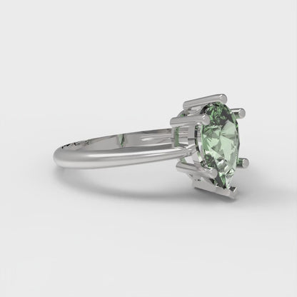 1 cttw Zirconia Simulated Green Diamond Solitaire  Engagement Ring - Solid Gold (VVS1, Pear Cut,8x5mm)