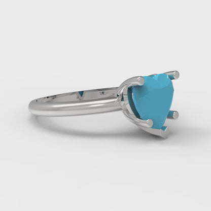 2 cttw Simulated Turquoise Solitaire  Engagement Ring - Solid Gold (Heart Cut,8mm)