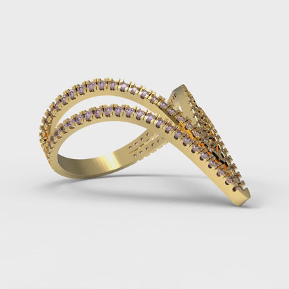 0.525 cttw Simulated Alexandrite Statement Engagement Ring - Solid Gold (Round Cut,1.0mm)