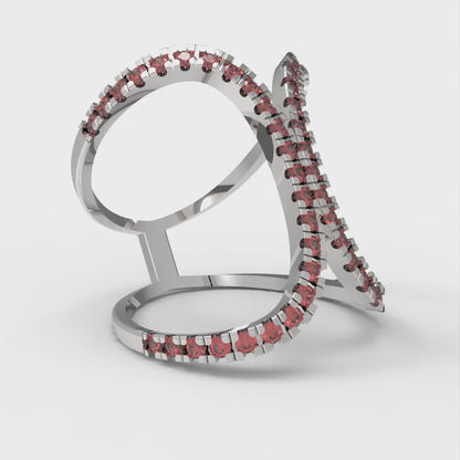 0.5 cttw Simulated Ruby Statement Engagement Ring - Solid White Gold (VVS1, Round Cut,1.3mm)