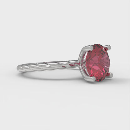 2 cttw Simulated Ruby Solitaire  Engagement Ring - Solid Gold (Round Cut,8.0mm)