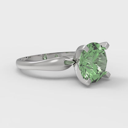 2.5 cttw Zirconia Simulated Green Diamond Solitaire  Engagement Ring - Solid Gold (VVS1, Round Cut,8.5mm)