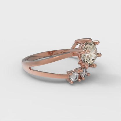 0.87 cttw Natural Morganite Three-Stone Engagement Ring - Solid Gold (Round Cut,6.0mm)
