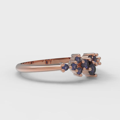 0.17 cttw Simulated Blue Sapphire Round Cut Rose Gold Eternity Wedding Band