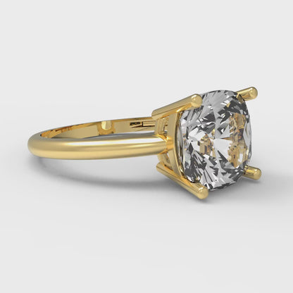 2.5 cttw White Sapphire Solitaire  Engagement Ring - Solid Gold (Cushion Cut,8mm)