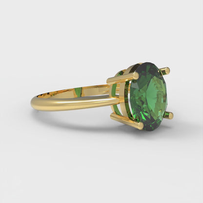 2 cttw Simulated Emerald Solitaire  Engagement Ring - Solid Gold (Oval Cut,9x7mm)