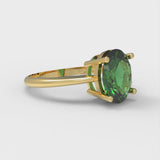 2.0 ct Brilliant Oval Cut Simulated Emerald Stone Yellow Gold Solitaire Ring