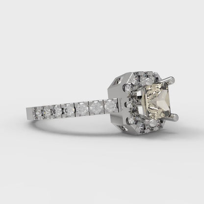 0.89 cttw Natural Morganite Hidden Halo Engagement Ring - Solid Gold (Princess Cut,4.5mm)