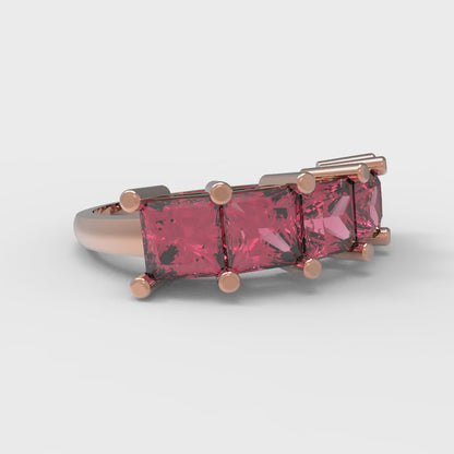 2.5 cttw Simulated Ruby Princess Cut Rose Gold Eternity Wedding Band