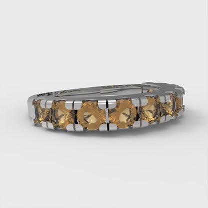 1 cttw Simulated Champagne Diamond Round Cut White Gold Eternity Wedding Band