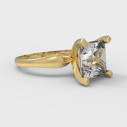 2.5 cttw Moissanite Solitaire  Engagement Ring - Solid Yellow Gold (VVS1, Princess Cut,8.5mm)