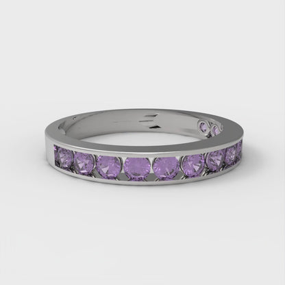0.39 cttw Simulated Alexandrite Round Cut White Gold Eternity Wedding Band