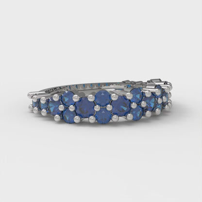 0.98 cttw Simulated Tanzanite Round Cut White Gold Eternity Wedding Band