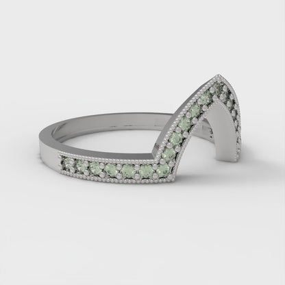 0.1875 cttw Simulated Green Diamond Round Cut White Gold Eternity Wedding Band