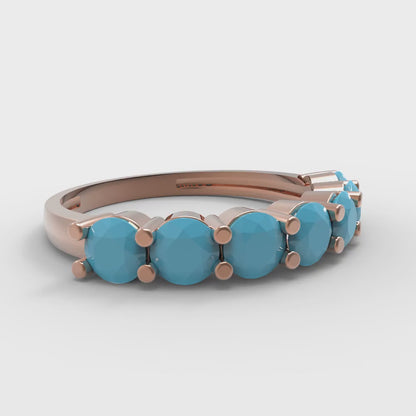 1.19 cttw Simulated Turquoise Round Cut Rose Gold Eternity Wedding Band