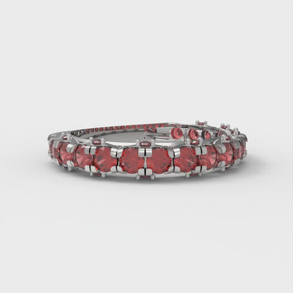 3.13 cttw Simulated Pink Tourmaline Round Cut White Gold Eternity Wedding Band
