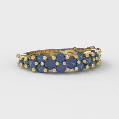 0.98 cttw Simulated Tanzanite Round Cut Yellow Gold Eternity Wedding Band