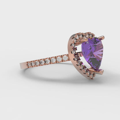 2.285 cttw Simulated Alexandrite Hidden Halo Engagement Ring - Solid Rose Gold (VVS1, Heart Cut,8mm)