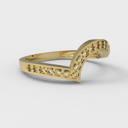 0.165 cttw Natural Citrine Round Cut Yellow Gold Eternity Wedding Band