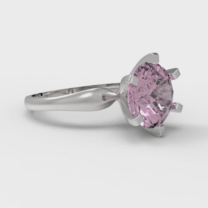 2.5 cttw Zirconia Simulated Pink Diamond Solitaire  Engagement Ring - Solid White Gold (VVS1, Round Cut,8.5mm)
