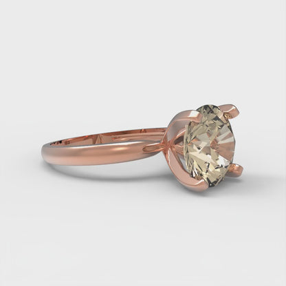 3 cttw Natural Morganite Solitaire  Engagement Ring - Solid Gold (Round Cut,9.0mm)