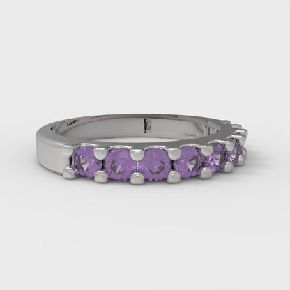 0.63 cttw Simulated Alexandrite Round Cut White Gold Eternity Wedding Band
