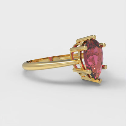 1.5 cttw Natural Garnet Solitaire  Engagement Ring - Solid Gold (Pear Cut,9x6mm)