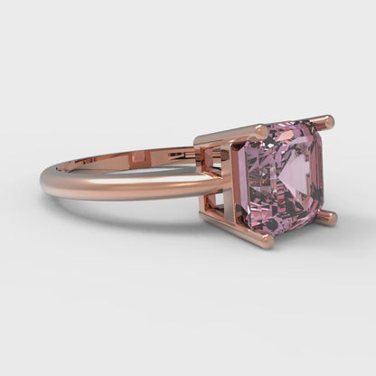2 cttw Zirconia Simulated Pink Diamond Solitaire  Engagement Ring - Solid Gold (VVS1, Asscher Cut,7.0mm)
