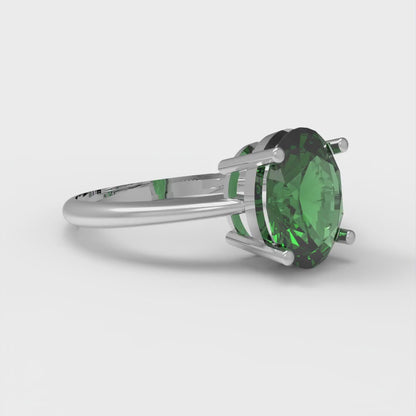 2 cttw Simulated Emerald Solitaire  Engagement Ring - Solid Gold (Oval Cut,9x7mm)