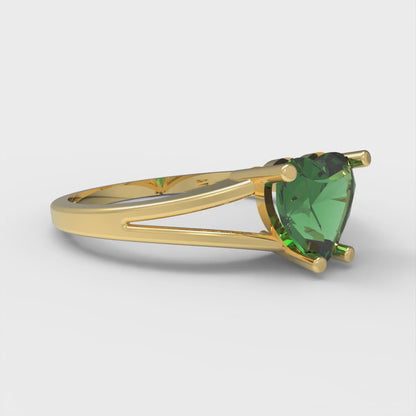 1 cttw Simulated Emerald Solitaire  Engagement Ring - Solid Gold (Heart Cut,6.5mm)
