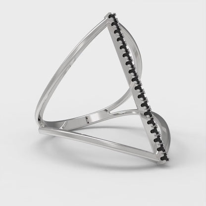 0.09 cttw Natural Onyx Statement Engagement Ring - Solid Gold (Round Cut,1.0mm)