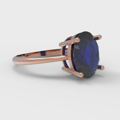 2.5 cttw Simulated Blue Sapphire Solitaire  Engagement Ring - Solid Gold (Oval Cut,9.5x7.5mm)