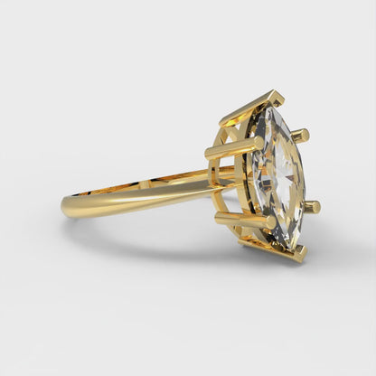 1.5 cttw White Sapphire Solitaire  Engagement Ring - Solid Gold (Marquise Cut ,11x5.5mm)