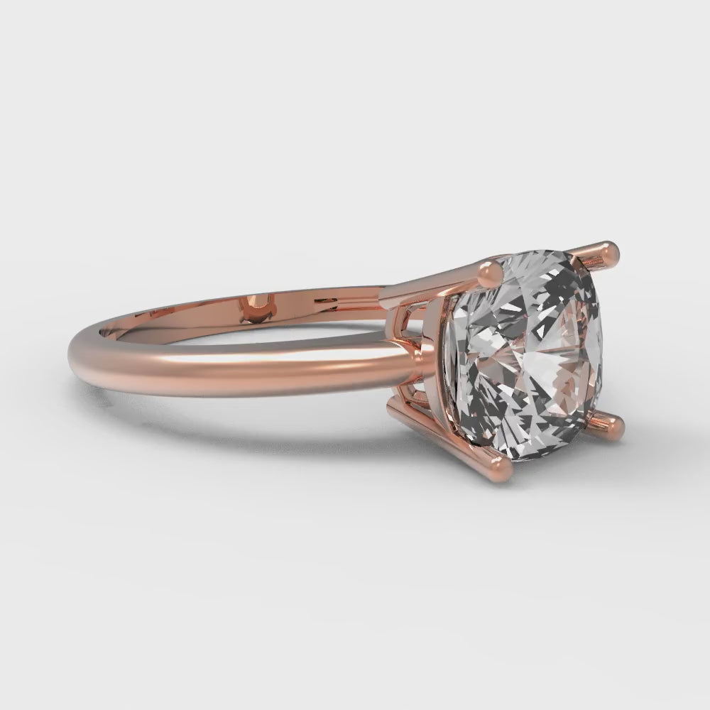 2 cttw White Sapphire Solitaire  Engagement Ring - Solid Gold (Cushion Cut,7mm)