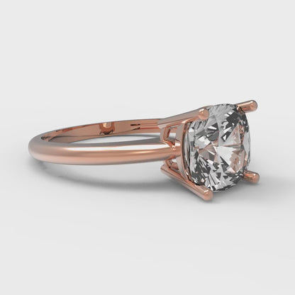 2 cttw White Sapphire Solitaire  Engagement Ring - Solid Gold (Cushion Cut,7mm)