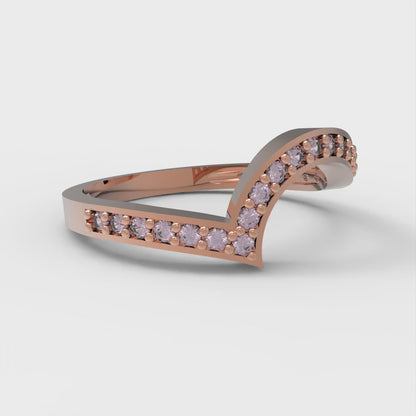 0.165 cttw Simulated Pink Diamond Round Cut Rose Gold Eternity Wedding Band