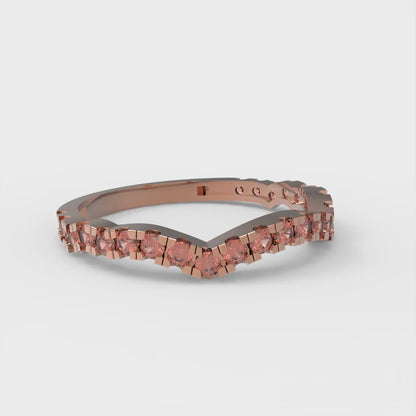 0.36 cttw Simulated Red Diamond Round Cut Rose Gold Eternity Wedding Band