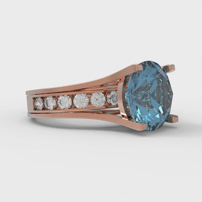 3.39 cttw Round Cut Natural Aquamarine Bridal Set - Solid Rose Gold Engagement Ring & Wedding Band