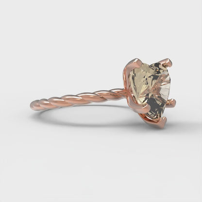 2 cttw Natural Morganite Solitaire  Engagement Ring - Solid Gold (Heart Cut,8.0mm)