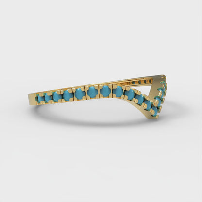 0.1725 cttw Simulated Turquoise Round Cut Yellow Gold Eternity Wedding Band