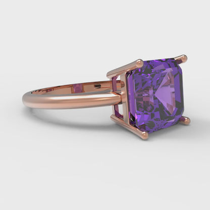 2.5 cttw Simulated Alexandrite Solitaire  Engagement Ring - Solid Gold (Asscher Cut,8.0mm)