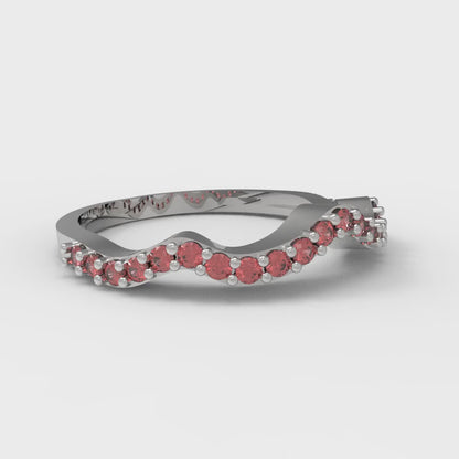 0.23 cttw Simulated Ruby Round Cut White Gold Eternity Wedding Band
