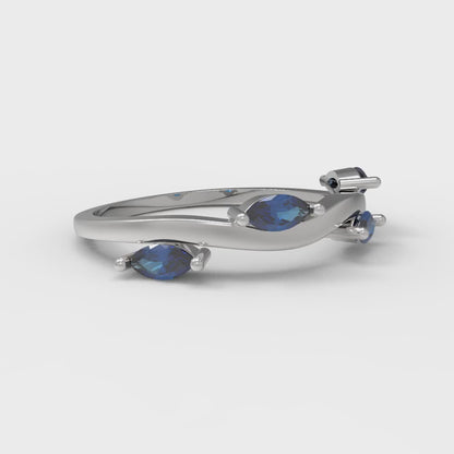 0.4 cttw Simulated Tanzanite Marquise Cut White Gold Eternity Wedding Band