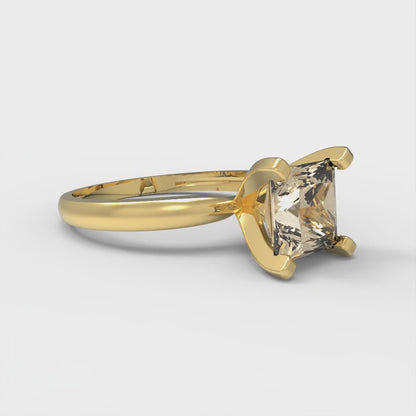 1.5 cttw Natural Morganite Solitaire  Engagement Ring - Solid Gold (Princess Cut,6.5mm)