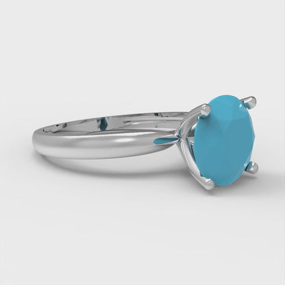 2 cttw Simulated Turquoise Solitaire  Engagement Ring - Solid Gold (Round Cut,8.0mm)