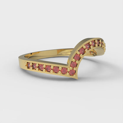0.165 cttw Simulated Pink Tourmaline Round Cut Yellow Gold Eternity Wedding Band
