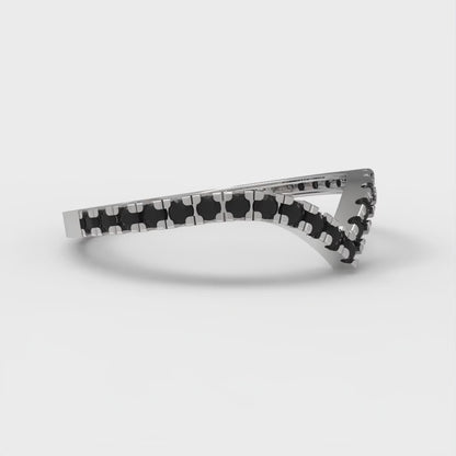 0.1725 cttw Natural Onyx Round Cut White Gold Eternity Wedding Band