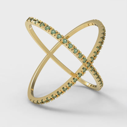 0.245 cttw Simulated Emerald Statement Engagement Ring - Solid Gold (Round Cut,1.0mm)