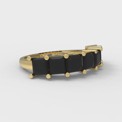 1.75 cttw Natural Onyx Princess Cut Yellow Gold Eternity Wedding Band